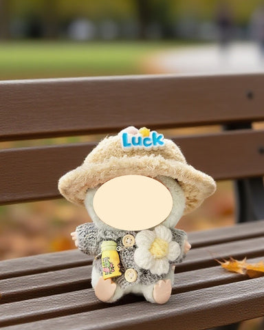 Labubu Clothes Gray Wood-Button Sweater Set