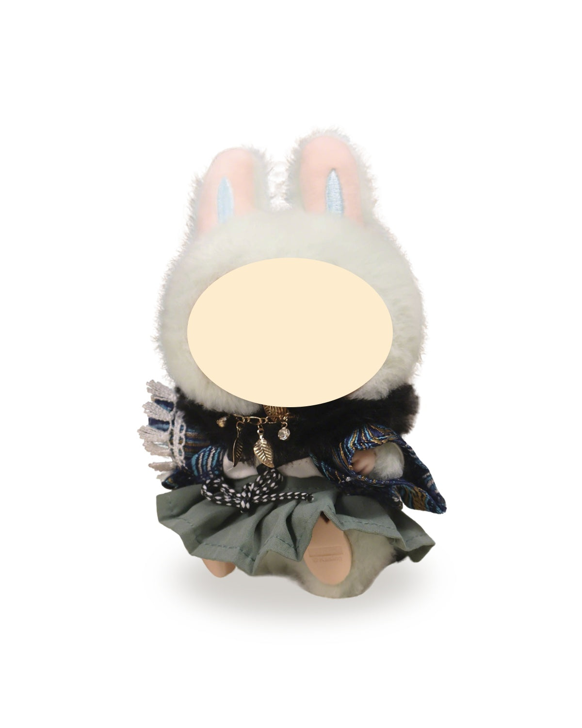 Labubu Clothes Cyan Long Feather Banquet Set