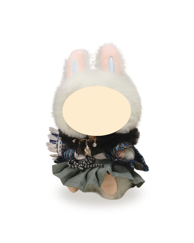 Labubu Clothes Cyan Long Feather Banquet Set