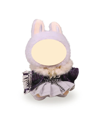 Labubu Clothes Gray Long Feather Banquet Set